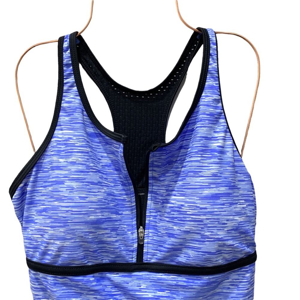Free Country Mesh Zip-Up Racerback blue Tankini Top medium - Picture 3 of 11